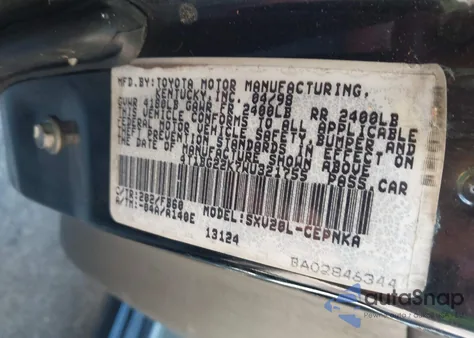 1998 Toyota Camry Le из США, поврежденный, VIN 4T1BG22K7WU321755